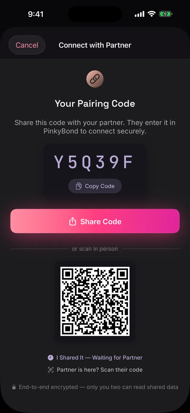 PinkyBloom invite screen